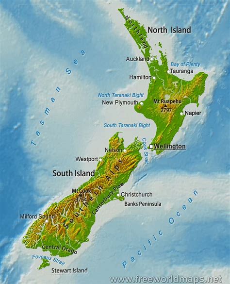 geographic map of new zealand.